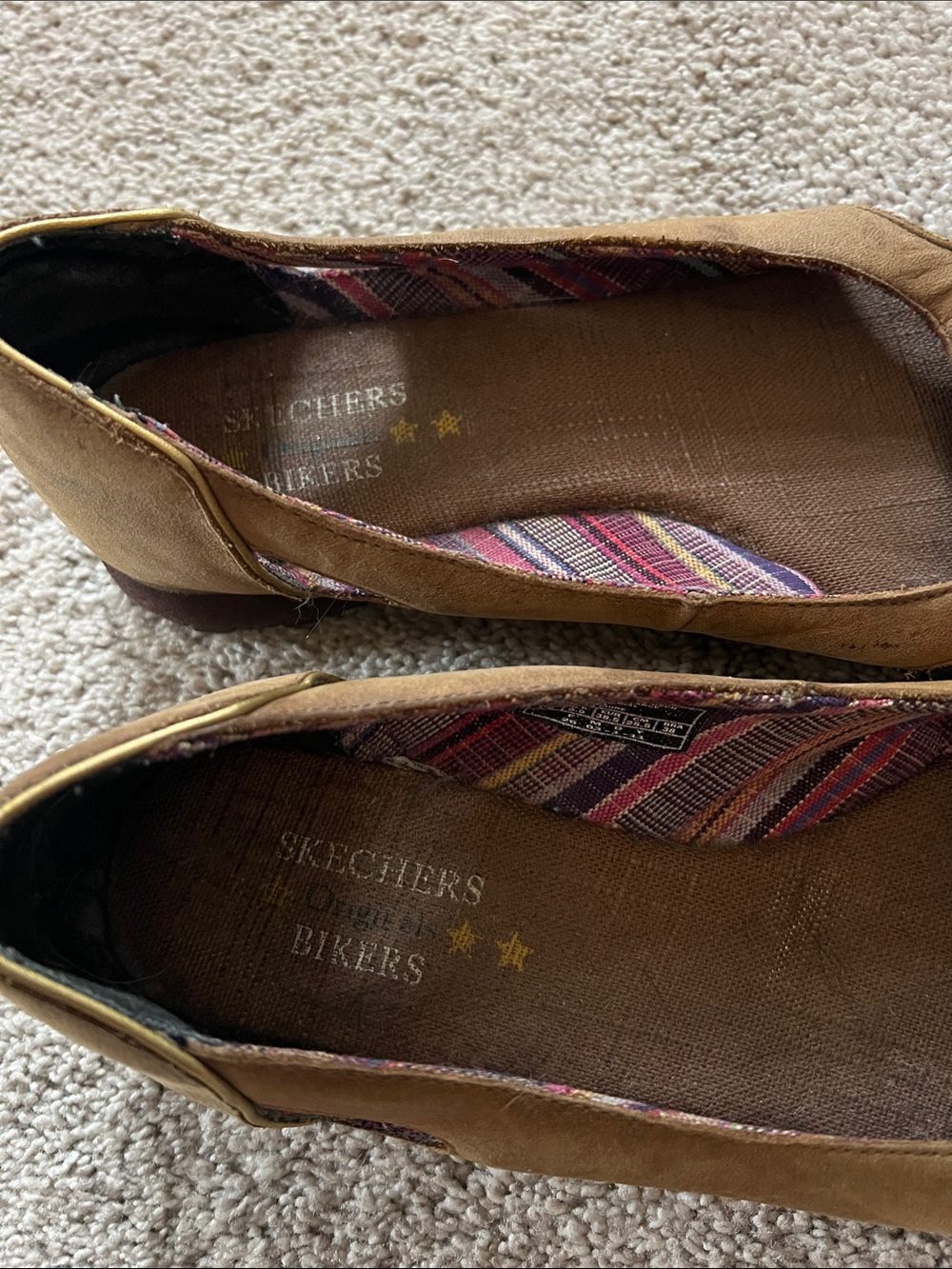 Skechers Tan Suede Peep-Toe Flats with Buckle Accent - Picture 2 of 4